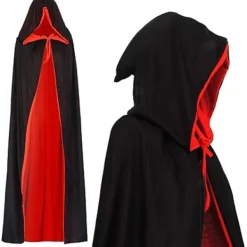 Vampyrhuva Kappa Vändbar Svart Röd 130cm Lång för Barn eller Vuxna> Dräkter
