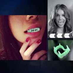 Vampyrtänder – Barnvänliga – Lämpliga för Barn – Stabila & Säkra – Vampyrtänder Dracula Vampyr för Fästning – Halloween & Maskerad 1><noscript><img width=