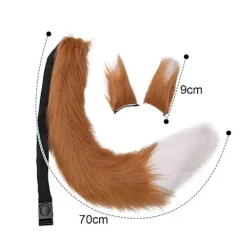 Varg Hund Räv Djur Öron Svans Set Varg Hund Öron Svans Kostym Räv Öron Hårklämma Svans Set Juldekorationer[YD]> Huvudbonader