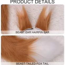 Varg Hund Räv Djur Öron Svans Set Varg Hund Öron Svans Kostym Räv Öron Hårklämma Svans Set Juldekorationer[YD]><noscript><img width=