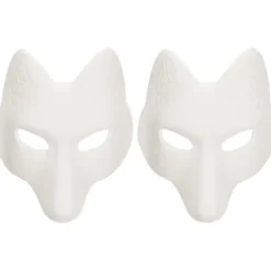 Varg Huvud Mask Djurmasker 2st Räv Mask, Halloween Vit Räv Mask AA> Masker