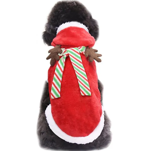 Varm Juljacka i Fleece för Husdjur, Kläder för Små Hundar, Valp, Julälg, Vinterdräkt (XL)> Dräkter