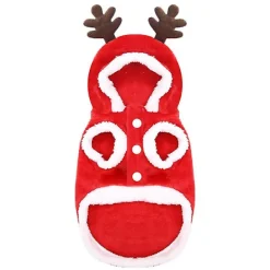 Varm Juljacka i Fleece för Husdjur, Kläder för Små Hundar, Valp, Julälg, Vinterdräkt (XL)><noscript><img width=