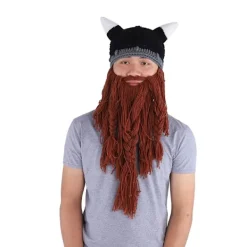 Varm Vinter Pirat Horn Stickad Virkad Slouch Basker Hatt Brun><noscript><img width=