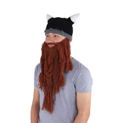 Varm Vinter Pirat Horn Stickad Virkad Slouch Basker Hatt Brun><noscript><img width=