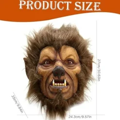 Varulvsdräkt Varulvsmask Halloween Horror Helhuvud Päls Varulvsmask med Hår Läskig Varulv Fullmåne Latex Djurmasker Varulv för Cosplayfest><noscript><img width=