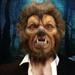 Varulvsdräkt Varulvsmask Halloween Horror Helhuvud Päls Varulvsmask med Hår Läskig Varulv Fullmåne Latex Djurmasker Varulv för Cosplayfest><noscript><img width=