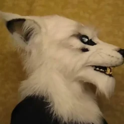 Varulvsmask Självlysande Ögon Rörliga Öron Och Käkar För Halloween Dekor Cosplay Party><noscript><img width=