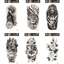 Vattentät Tatuering Klistermärke Med Varg Huvud Totem Arabisk Text Tatuering Klistermärke><noscript><img width=