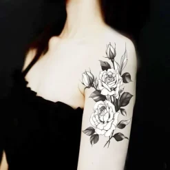 Vattentät Tatuering Klistermärke Med Varg Huvud Totem Arabisk Text Tatuering Klistermärke><noscript><img width=