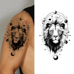 Vattentäta temporära tatueringar för män kvinnor Lejon Tiger Varg Djur Tatuering Klistermärke Kroppskonst för Arm Fake Tatuering> Smink