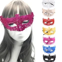 Venedig Sexig Gyllene Räv Mask Maskerad Dans Mask Svart><noscript><img width=