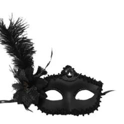 Venedig Vuxen Maskerad Prinsessa Mask Kvinnlig Halv Ansikte, Party Sexig Sida Blomma Strutsfjäder Mask> Masker