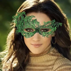 Venetiansk mask, spetsmasker och spets venetianska karnevals masker maskerad (grön)><noscript><img width=