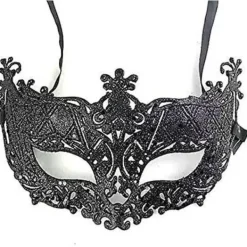 Venetiansk svart filigran maskeradbal mask festlig utklädnad jul><noscript><img width=