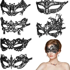 Venetianska Masker 6 Stycken Mardi Gras Masker för Maskeradkväll Halv Ansikts Spetsmasker för Mardi Gras Masker Halloween Maskerad> Masker