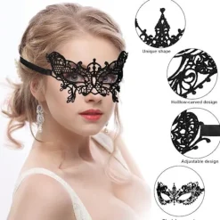 Venetianska Masker 6 Stycken Mardi Gras Masker för Maskeradkväll Halv Ansikts Spetsmasker för Mardi Gras Masker Halloween Maskerad><noscript><img width=
