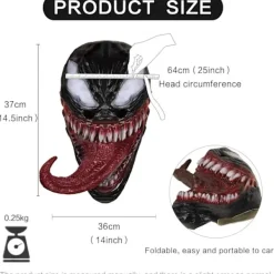 Venom Mask Latex Mask Cosplay Lång Tunga Cosplay Julfilm><noscript><img width=