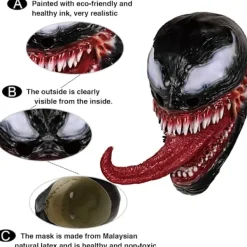 Venom Mask Latex Mask Cosplay Lång Tunga Cosplay Julfilm><noscript><img width=
