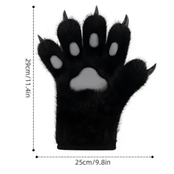 Överdimensionerade Faux Fursuit Katt Tassar Handskar Justerbar Storlek 29x25cm för Vuxna Barn Kostymfester brun[D]><noscript><img width=