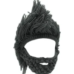 Vikingaskägg Mössa Hornhatt Vinter Varma Mask Stickad Ull Rolig> Huvudbonader