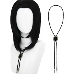 Vincent Vega-peruk för män med 1 halsband, kort svart> Peruker