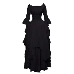 KOOLYou Vintage Lyx 1700-tals viktoriansk virkad Spets Bell Drapera ärmar Medeltida renässans Gotisk Ground Cosplay Vintage Klänning Klänning Bröllop XXL | Fyndiq> Dräkter