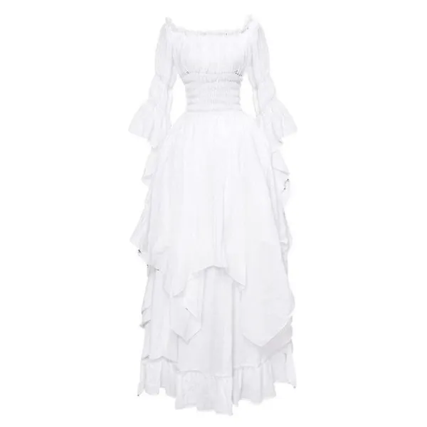 KOOLYou Vintage Lyx 1700-tals viktoriansk virkad Spets Bell Drapera ärmar Medeltida renässans Gotisk Ground Cosplay Vintage Klänning Klänning Bröllop XXL | Fyndiq> Dräkter