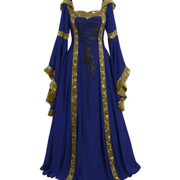 Vintage medeltida golvlängd cosplayklänning för kvinnor L> Dräkter