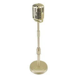 Vintage Skrivbordsmikrofon Rekvisita Modell med Justerbar Höjd, Guld-Perfet><noscript><img width=