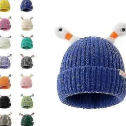 Vinter Förälder-barn Söt Glödande Liten Monster Stickad Mössa, Sunny Söt Monster Beanies Mössa, Rolig Glödande Monster Stickad Mössa> Huvudbonader
