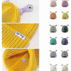 Vinter Förälder-barn Söt Glödande Liten Monster Stickad Mössa, Sunny Söt Monster Beanies Mössa, Rolig Glödande Monster Stickad Mössa><noscript><img width=
