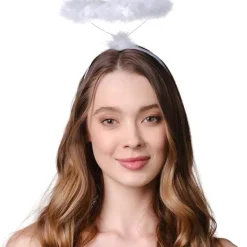 Vit Ängel Halo Hårband - Fjäderängels Halo - Halloween Hårband - Ängelkostym Tillbehör - Ängelkostym för Kvinnor, Män och Barn><noscript><img width=