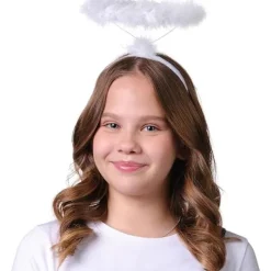 Vit Ängel Halo Hårband - Fjäderängels Halo - Halloween Hårband - Ängelkostym Tillbehör - Ängelkostym för Kvinnor, Män och Barn><noscript><img width=