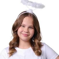 Vit Ängel Halo Hårband - Fjäderängels Halo - Halloween Hårband - Ängelkostym Tillbehör - Ängelkostym för Kvinnor, Män och Barn><noscript><img width=