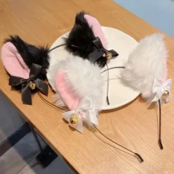 Vita kattöron (ångade kattöronformade bröd) hårband 2-pack><noscript><img width=