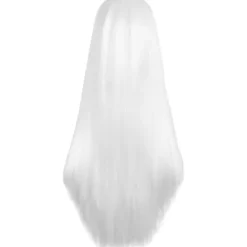 （Vit）Färgglad panda lång rak cosplay peruk med lugg naturlig syntetisk hårperuk för kvinnor eller G><noscript><img width=