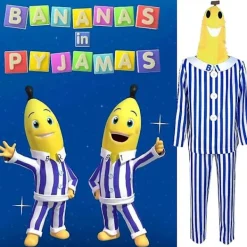 Vuxen Bananer i pyjamas Kostym Blå Vit Randig Tröja Byxor Med Bananhuvud Män Kvinnor Party Kostym Halloween Bästa Val Blå Vit Blå vit L | Fyndiq> Dräkter