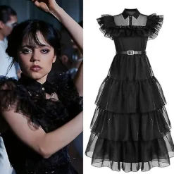 Vuxen barn Adams onsdagsbalklänning Cosplay rollspel 140cm> Dräkter