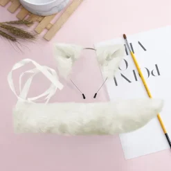 Vuxen Barn Simulation Plysch Varg för Kattöron Hårband Bandana med Pälsig Lång Svans Set Anime Cosplay Kostym Rekvisita Halloween Maskerad Tillbehör | Fyndiq><noscript><img width=