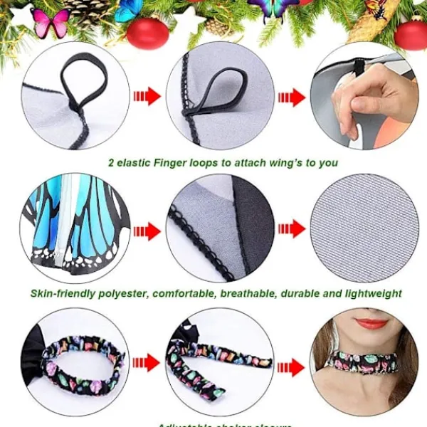 Vuxen Fjärilsvingar Cape 168 x 140cm Vuxen Fjärilsdräkt i> Tillbehör