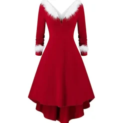 Vuxen julgungklänning Fancy Dress Xmas Red Costumes L> Dräkter