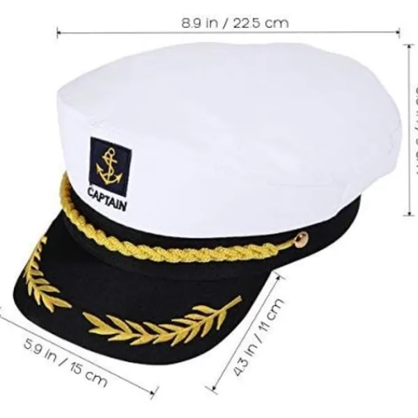 Vuxen Kapten Hatt Yachting Båt Sjöman Amiral Kostym Vit, One Size> Huvudbonader