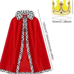 Vuxen Kung Drottning Kostymset, Kungrock Drottningrock med Krona (Set om 2).> Tillbehör