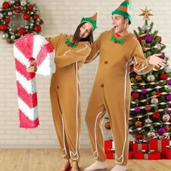 Vuxen pepparkaksdräkt, jul pepparkaksset, unisexdräkt, storlek L> Dräkter
