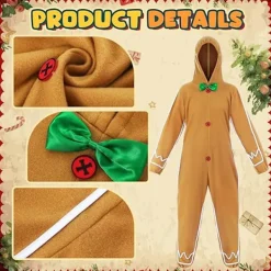 Vuxen pepparkaksdräkt, jul pepparkaksset, unisexdräkt, storlek L><noscript><img width=