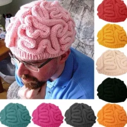 Vuxen Rolig Parodi Skräck Hjärna Mönster Stickad Mössa Rolig Varm> Huvudbonader