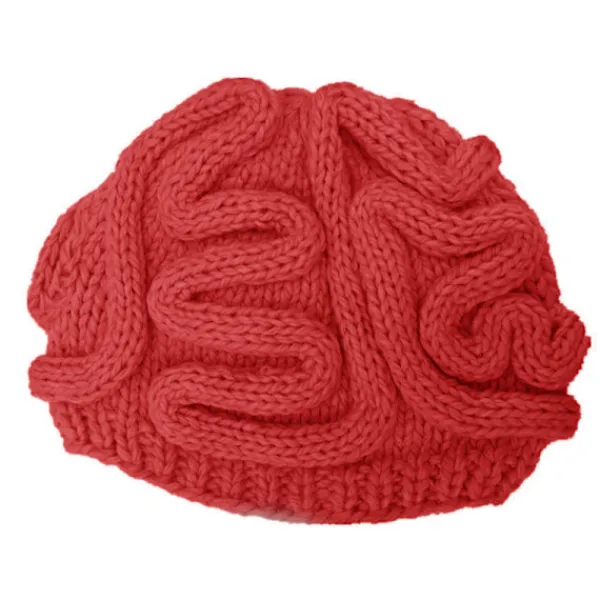 Vuxen Rolig Parodi Skräck Hjärna Mönster Stickad Mössa Rolig Varm> Huvudbonader