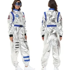 KOOLYOU Vuxen rymd astronaut silver jumpsuit för män och kvinnor Halloween cosplay fest dräkt par rymddräkt robot uniform dräkt M Women Blue Set> Dräkter