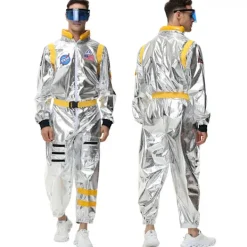 KOOLYOU Vuxen rymd astronaut silver jumpsuit för män och kvinnor Halloween cosplay fest dräkt par rymddräkt robot uniform dräkt M Women Blue Set> Dräkter